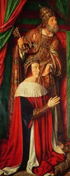 Peter II. de Beaujeu von Bourbon mit St. Peter, linker Flügel des Bourbon-Altarbildes